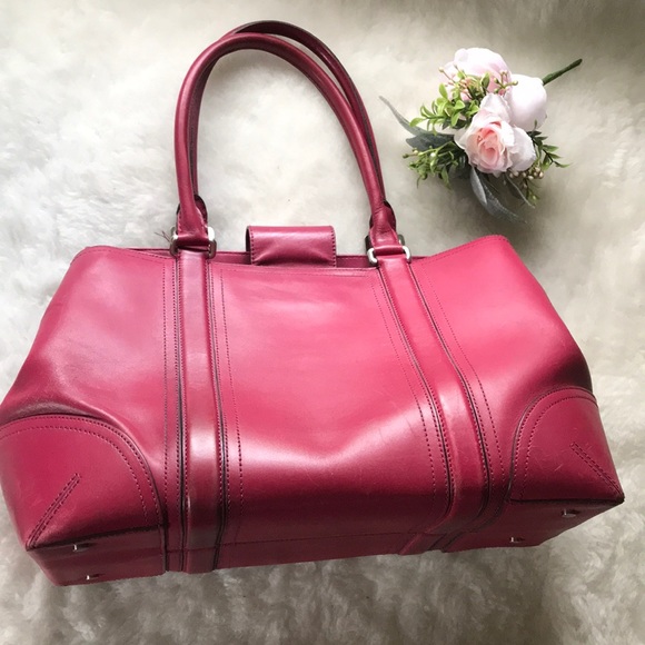 Ann Taylor magenta leather large satchel - Picture 1 of 17